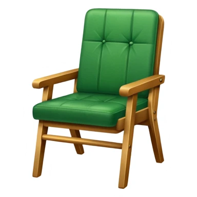 a chair with a green seat sticker
