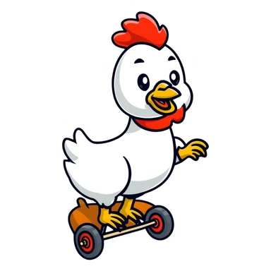 funny person riding a giant chicken like a jockey, internet meme, comical, human jockey on chicken sticker
