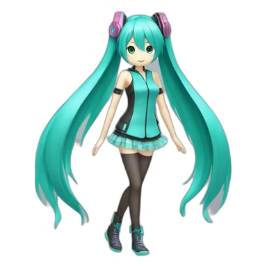 Hatsune miku full body with transparency on clothe sticker
