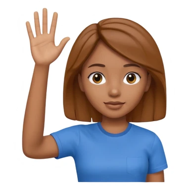 3D face of an activist girl waving her hand in a blue T-shirt sticker