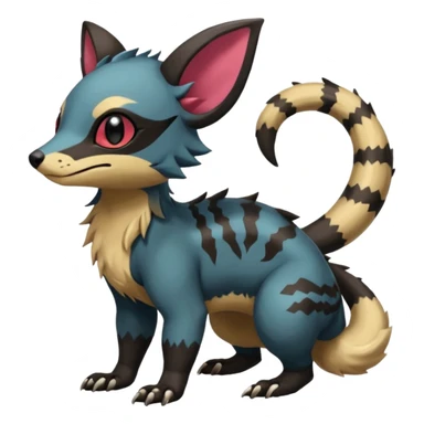 Rare exotic cute epic aesthetic gothic colorful Salandit-Eevee-Civet-species-Fakemon-hybrid-creature, with markings, full body sticker