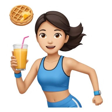 Asian Woman Running to food, must have brunch food sticker