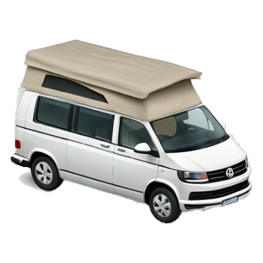 Un volkswagen california récent vue du coté avec le toit ouvert sticker