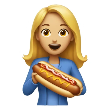 A woman eating a hotdog sticker