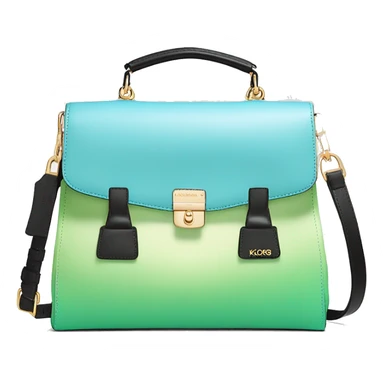 Realistic light green, light blue ,peach color ombre and black michael kors satchel purse. sticker