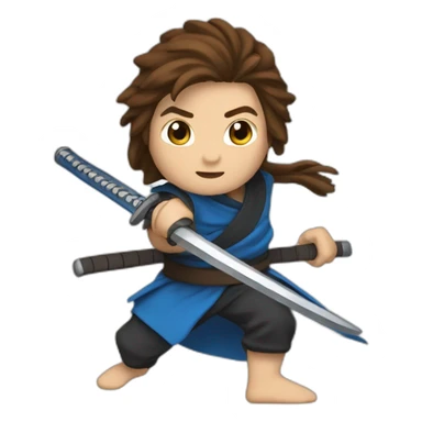 ninja,barefoot,blue-sleeveless-outfit,brown-hair,running,slashing-sword sticker