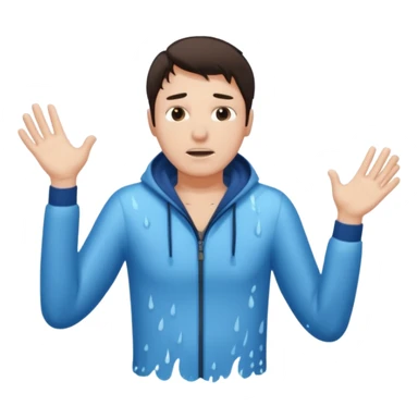 clothed brunette Man drowning with more water and splashes  sticker