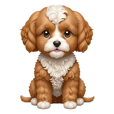 Cinematic Noble Apricot Cavoodle Portrait Emoji, Poised and regal, with a compact, cuddly build and a soft, curly apricot coat accented by gentle white markings, deep-set soulful brown eyes, Simplified yet sharp and sophisticated features, highly detailed, glowing with a soft, dignified glow, high shine, intelligent and affectionate, stylized with an air of elegance, focused and attentive, soft glowing outline, capturing the essence of a watchful and confident companion, so majestic it feels as though it could step out of the screen with effortless authority! sticker