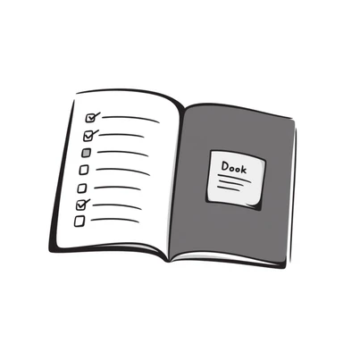 Notebook with checkboxes and bullet points in minimalist style sticker