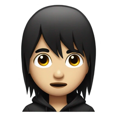 emo kid rolling his eyes with black hair and bangs sticker