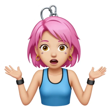 bungee jumping face in action with earrings and pink hair flying away earrings flying away sticker