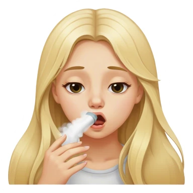 blonde girl with long hair snorting sticker