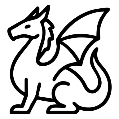 violet dragon, outlined icon style, simple and bold lines, minimal details sticker
