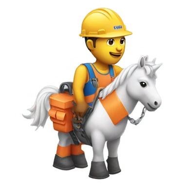 construction worker on unicorn sticker