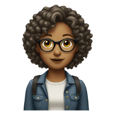Girl with curly hair and glasses  sticker