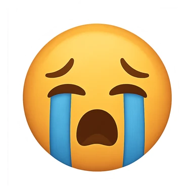 crying face emoji, digital illustration sticker