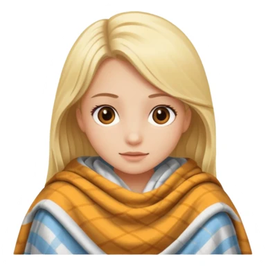 Chica rubia de ojos café y con una manta por el frío  sticker