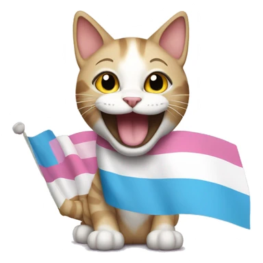happy cat with a trans flag sticker