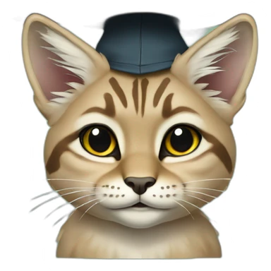 cuty lynx similar to baby yoda with a university mortarboard sticker