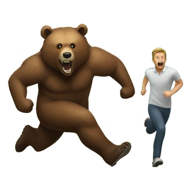 Grizzly bear chasing man sticker