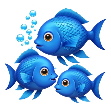 two cute blue fishes kissing sticker