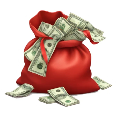 red bag with a christmas ribbon full of money sticker