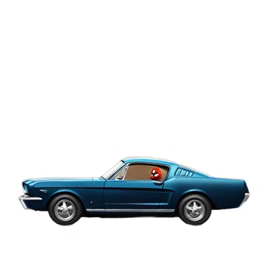 Spider-Man standing on a 65 fastback Mustang sticker