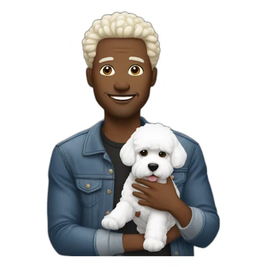 urban men with bichon sticker