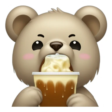 crying bear holding boba drink sticker