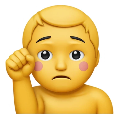 Sad circle face Emoji with fist in the air sticker