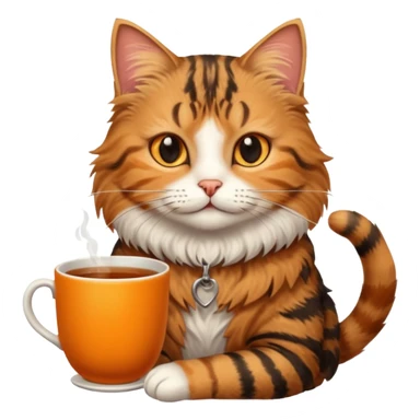 Yanında bir bardak çay olan tekir kedi sticker