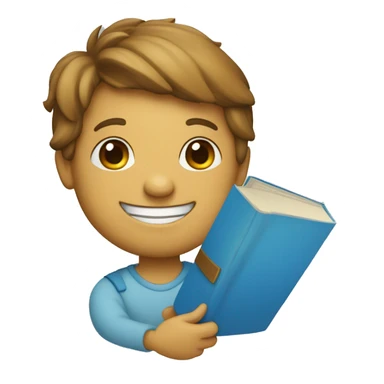  Blue letter "T" with a smile, holding books sticker