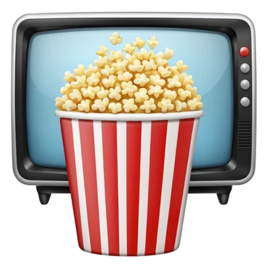 Popcorn in a striped cup and TV  sticker