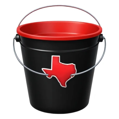black bucket names in it with red texas on front  sticker
