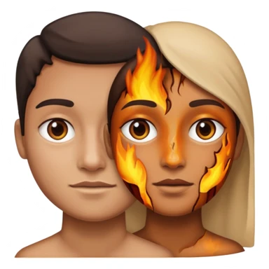 one half normal face other half burnt skin sticker