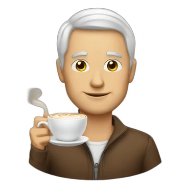 White man with cappuccino sticker