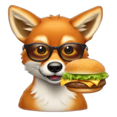 Renard avec des lunettes de soleil qui mange un hamburger sticker