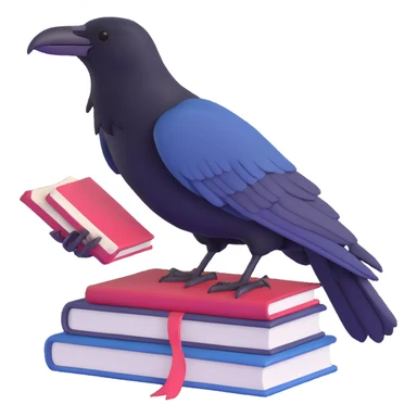 raven perched on a book sticker