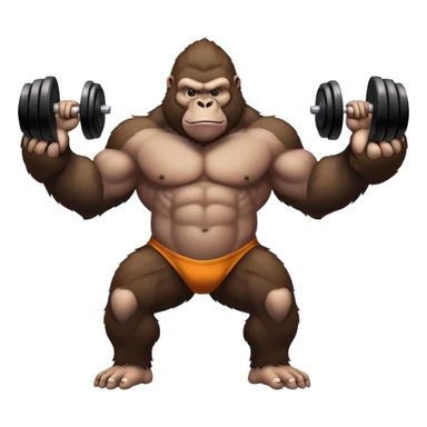 A buff gorilla doing gym poses sticker