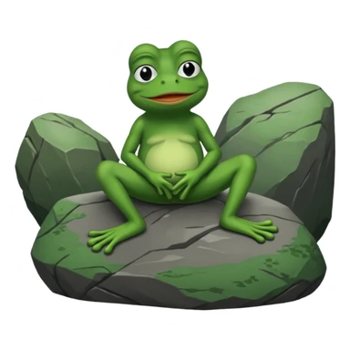 pepe the frog sitting on rock sticker