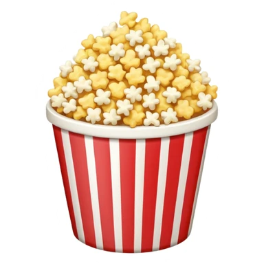 Popcorn in a striped cup with a TV sticker