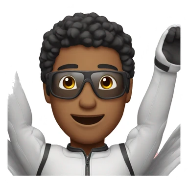 black hair guy with fair skin tone doing skydive sticker