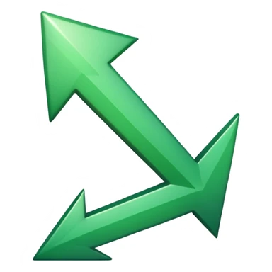 a thick glossy green arrow pointing sharply upward, with a smooth beveled surface and soft gradient shading sticker