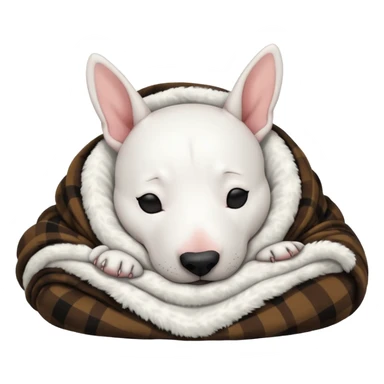 bull terrier sleeping cozy with blanket black head and ears sticker
