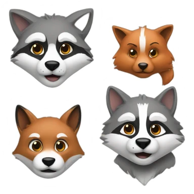 1 fox with 1 raccoon sticker