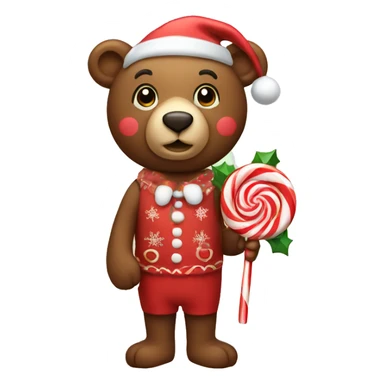 Christmas bear with lollipop  sticker