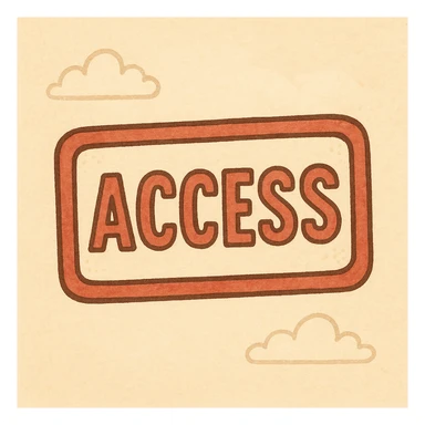 red rectangular stamp print with the word 'Access', bold, distressed ink, white background sticker