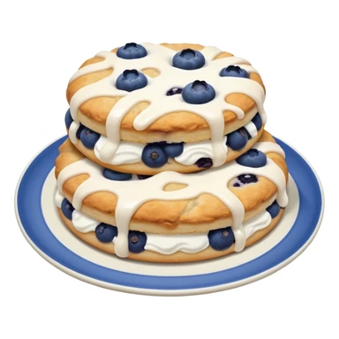 plate of 2 blueberry biscuits with white icing swirl on top sticker