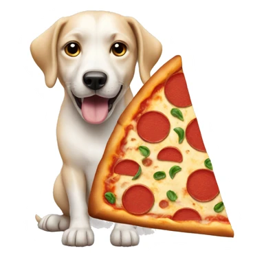 Dog with pizza sticker