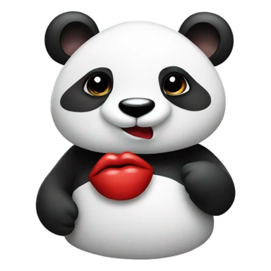 Panda with red lipstick kiss on cheek  sticker